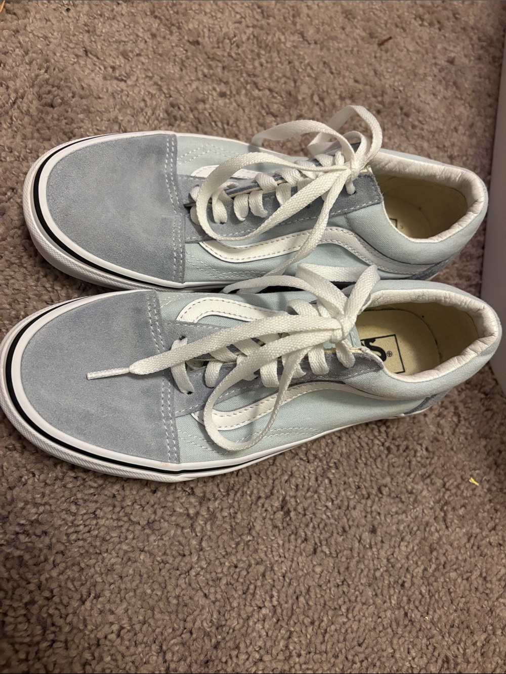 Vans Old Skool Low-Top Sneakers in Light Blue and Gray with White Stripe